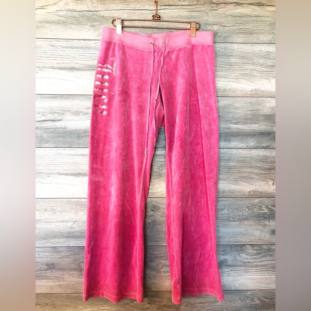 Vintage Juicy Couture pink velvet flare leggings M